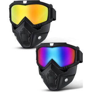 2 Pieces Motorcycle Goggles Helmet Riding Goggles Glasses With Face Cover